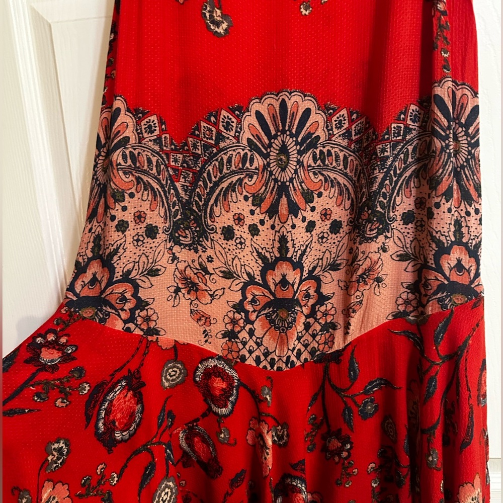 FREE PEOPLE Red Floral Dress SZ L